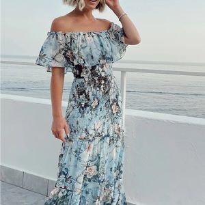 Amalfi Smocked Maxi Dress | Blue Floral